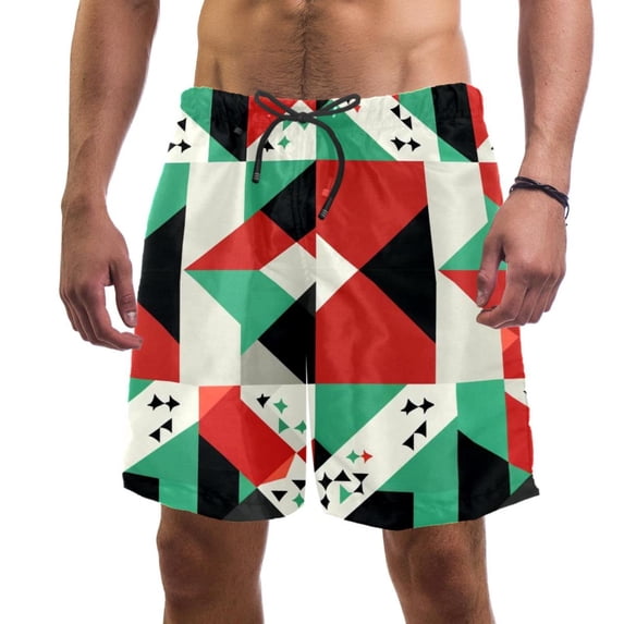 luoweisi Men's Beach Shorts Quick Dry Swim Trunks with Mesh Lining Geometry M