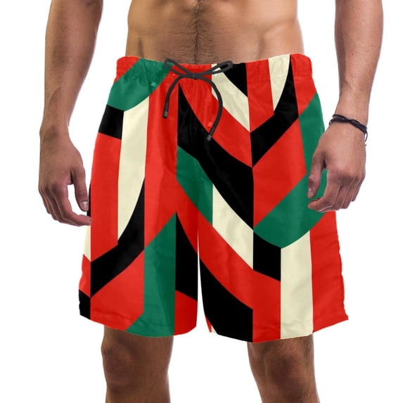 luoweisi Men's Beach Shorts Quick Dry Swim Trunks with Mesh Lining Geometry M