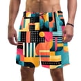 thumbnail image 1 of luoweisi Men's Beach Shorts Quick Dry Swim Trunks with Mesh Lining Geometry S, 1 of 5