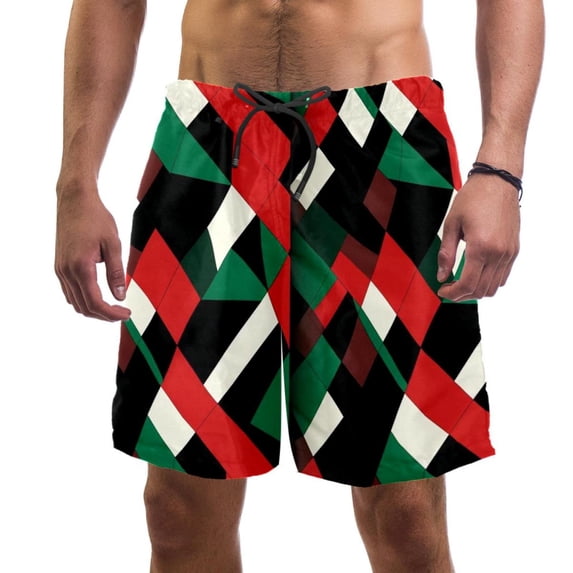 luoweisi Men's Beach Shorts Quick Dry Swim Trunks with Mesh Lining Geometry XL