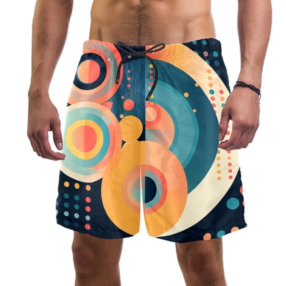 luoweisi Men's Beach Shorts Quick Dry Swim Trunks with Mesh Lining Geometry XL