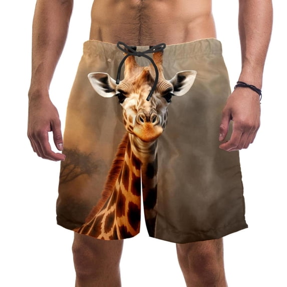 luoweisi Men's Beach Shorts Quick Dry Swim Trunks with Mesh Lining Giraffe 2XL