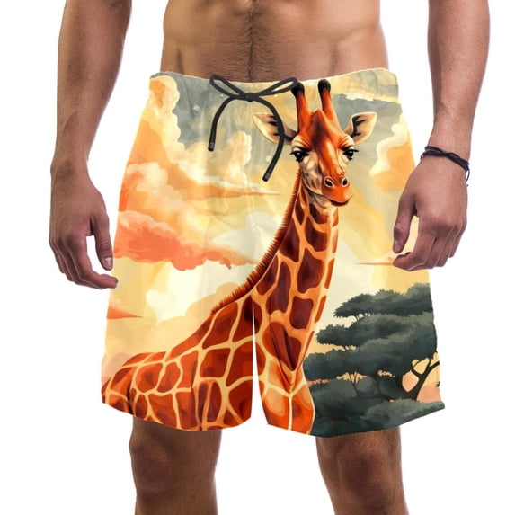 luoweisi Men's Beach Shorts Quick Dry Swim Trunks with Mesh Lining Giraffe M