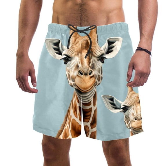 luoweisi Men's Beach Shorts Quick Dry Swim Trunks with Mesh Lining Giraffe M