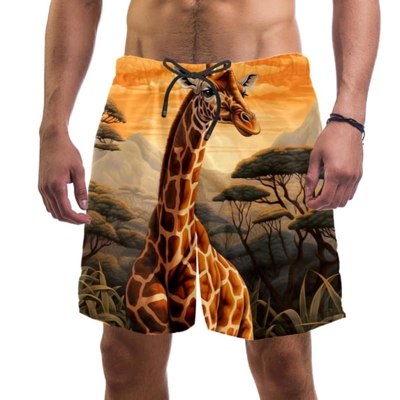 luoweisi Men's Beach Shorts Quick Dry Swim Trunks with Mesh Lining Giraffe M