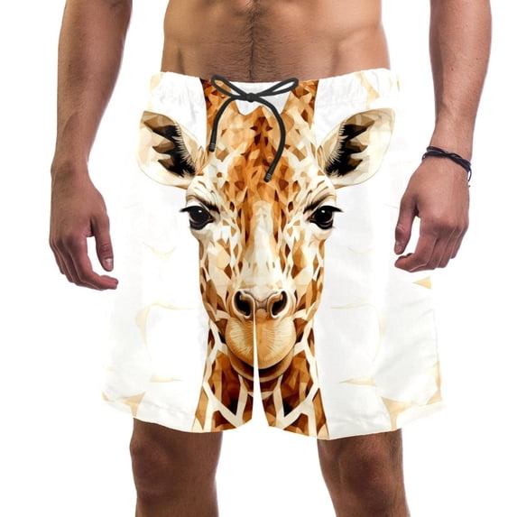 luoweisi Men's Beach Shorts Quick Dry Swim Trunks with Mesh Lining Giraffe S