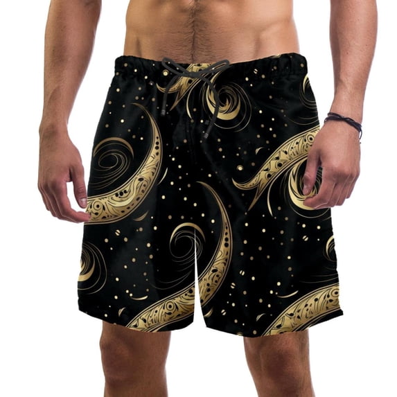 luoweisi Men's Beach Shorts Quick Dry Swim Trunks with Mesh Lining Golden Moon 2XL