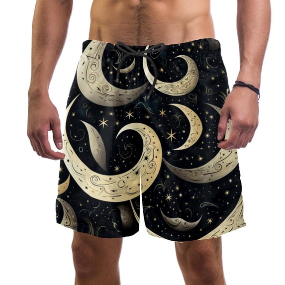 luoweisi Men's Beach Shorts Quick Dry Swim Trunks with Mesh Lining Golden Moon L