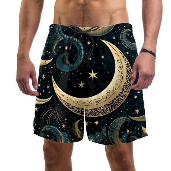 luoweisi Men's Beach Shorts Quick Dry Swim Trunks with Mesh Lining Golden Moon L