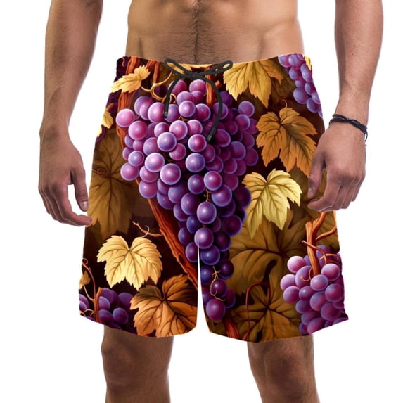 luoweisi Men's Beach Shorts Quick Dry Swim Trunks with Mesh Lining Grape 2XL