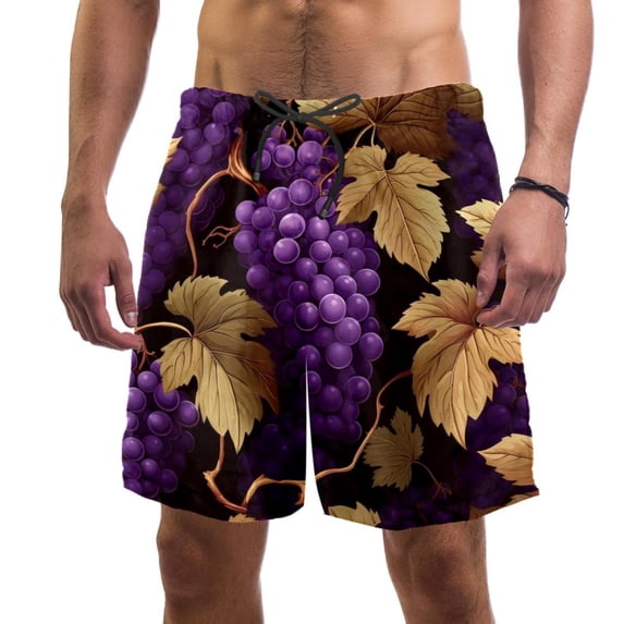 luoweisi Men's Beach Shorts Quick Dry Swim Trunks with Mesh Lining Grape 2XL
