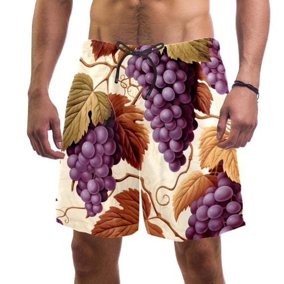 luoweisi Men's Beach Shorts Quick Dry Swim Trunks with Mesh Lining Grape 2XL