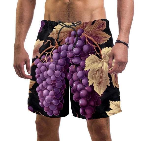 luoweisi Men's Beach Shorts Quick Dry Swim Trunks with Mesh Lining Grape L