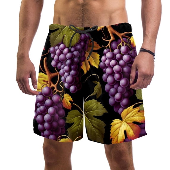 luoweisi Men's Beach Shorts Quick Dry Swim Trunks with Mesh Lining Grape M