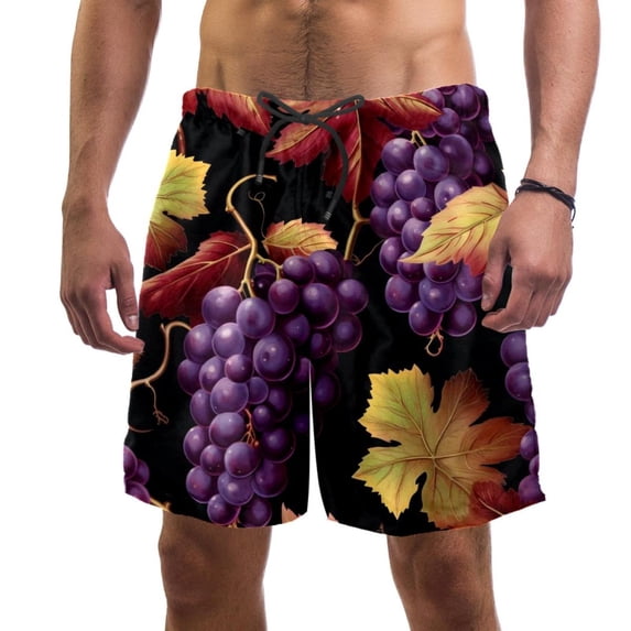 luoweisi Men's Beach Shorts Quick Dry Swim Trunks with Mesh Lining Grape S