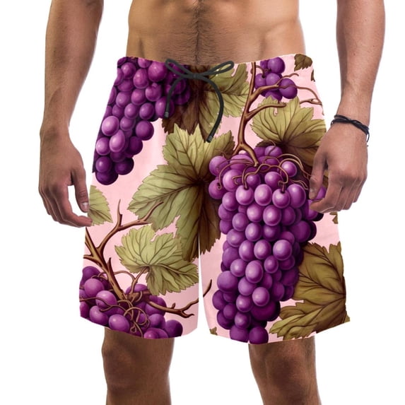 luoweisi Men's Beach Shorts Quick Dry Swim Trunks with Mesh Lining Grape XL