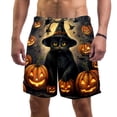 thumbnail image 1 of luoweisi Men's Beach Shorts Quick Dry Swim Trunks with Mesh Lining Halloween Black Cat L, 1 of 5
