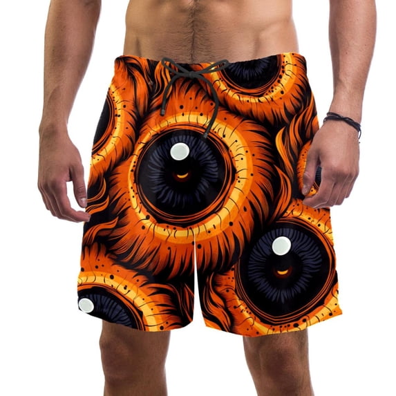 luoweisi Men's Beach Shorts Quick Dry Swim Trunks with Mesh Lining Halloween Eyeballs 2XL