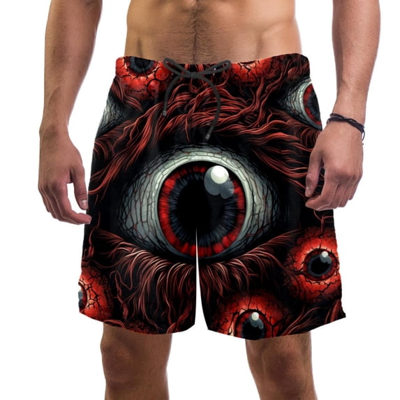 luoweisi Men's Beach Shorts Quick Dry Swim Trunks with Mesh Lining Halloween Eyeballs XL