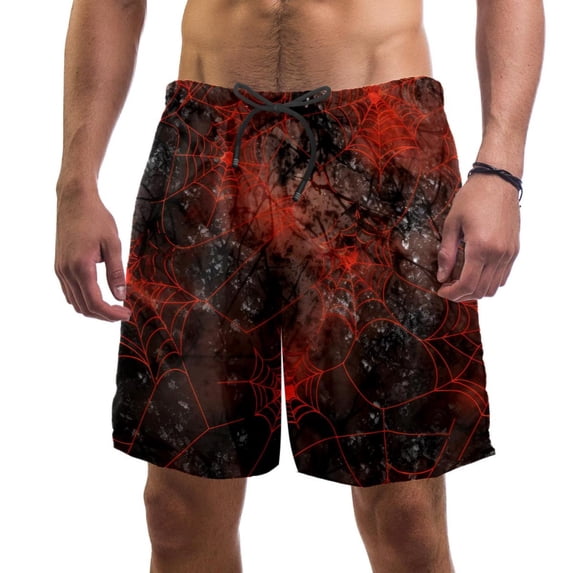 luoweisi Men's Beach Shorts Quick Dry Swim Trunks with Mesh Lining Halloween Spider Web L