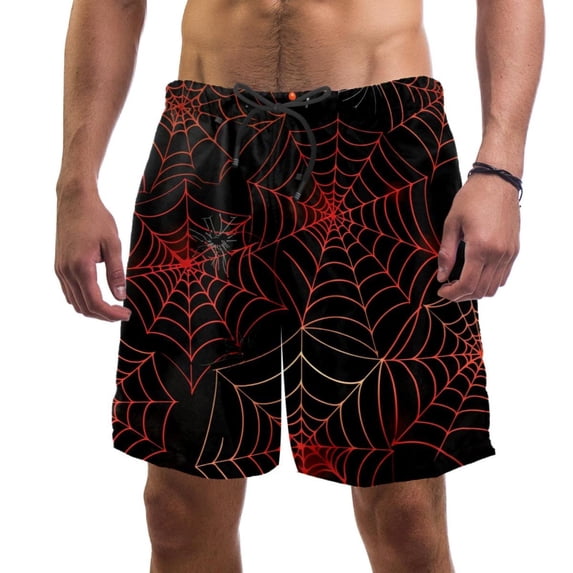 luoweisi Men's Beach Shorts Quick Dry Swim Trunks with Mesh Lining Halloween Spider Web S