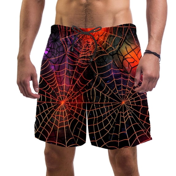 luoweisi Men's Beach Shorts Quick Dry Swim Trunks with Mesh Lining Halloween Spider Web XL