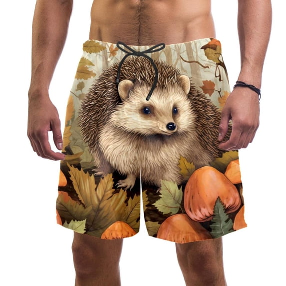 luoweisi Men's Beach Shorts Quick Dry Swim Trunks with Mesh Lining Hedgehog L