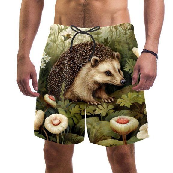 luoweisi Men's Beach Shorts Quick Dry Swim Trunks with Mesh Lining Hedgehog M