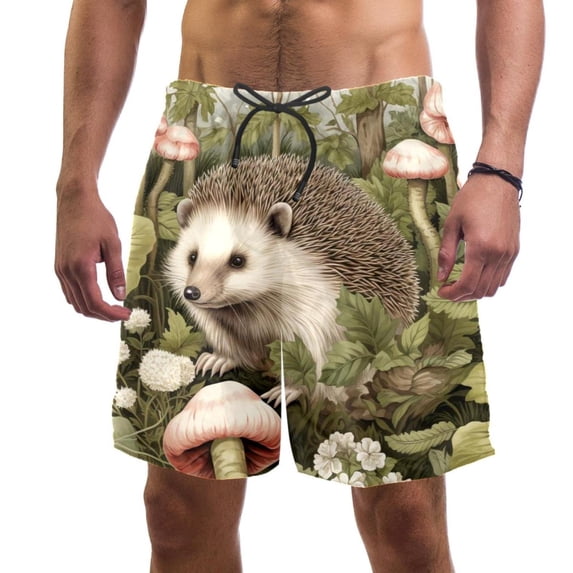 luoweisi Men's Beach Shorts Quick Dry Swim Trunks with Mesh Lining Hedgehog M