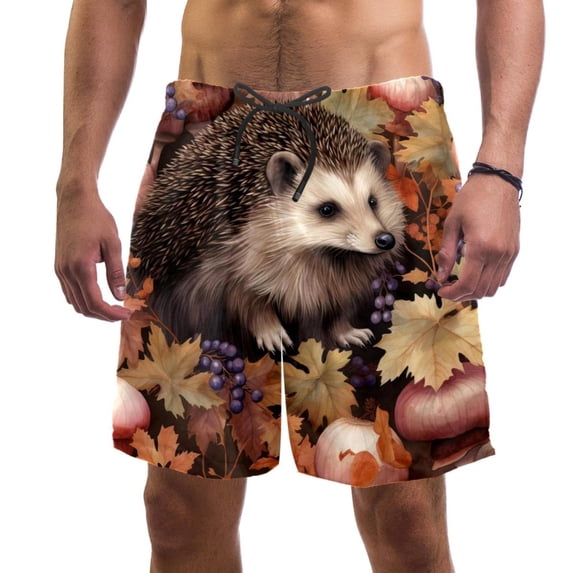 luoweisi Men's Beach Shorts Quick Dry Swim Trunks with Mesh Lining Hedgehog S