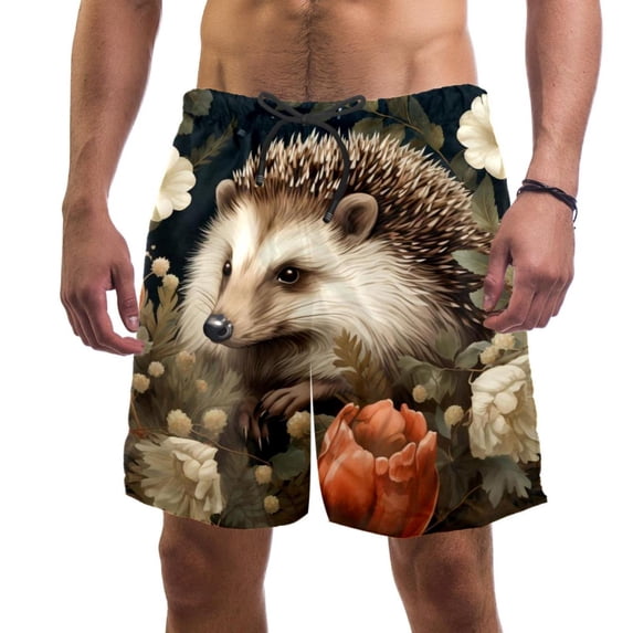 luoweisi Men's Beach Shorts Quick Dry Swim Trunks with Mesh Lining Hedgehog S