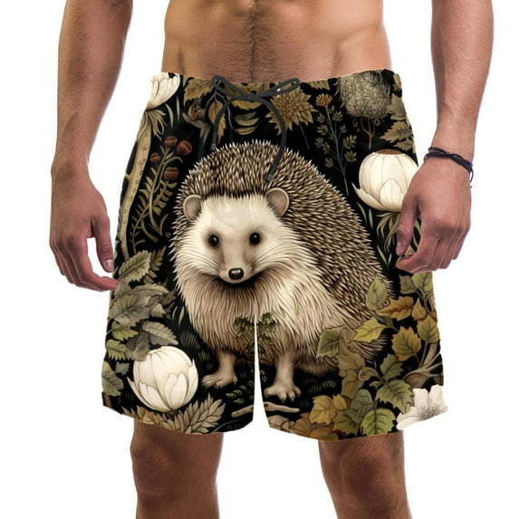 luoweisi Men's Beach Shorts Quick Dry Swim Trunks with Mesh Lining Hedgehog XL