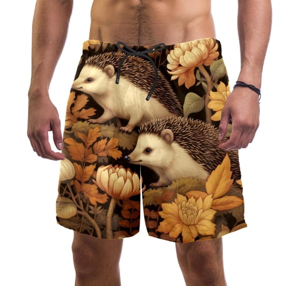 luoweisi Men's Beach Shorts Quick Dry Swim Trunks with Mesh Lining Hedgehog XL