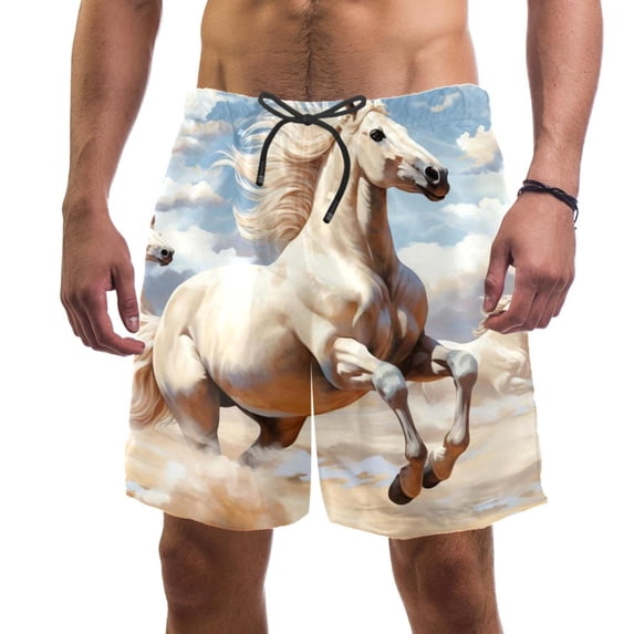 luoweisi Men's Beach Shorts Quick Dry Swim Trunks with Mesh Lining Horse 2XL