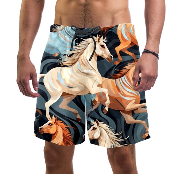 luoweisi Men's Beach Shorts Quick Dry Swim Trunks with Mesh Lining Horse XL