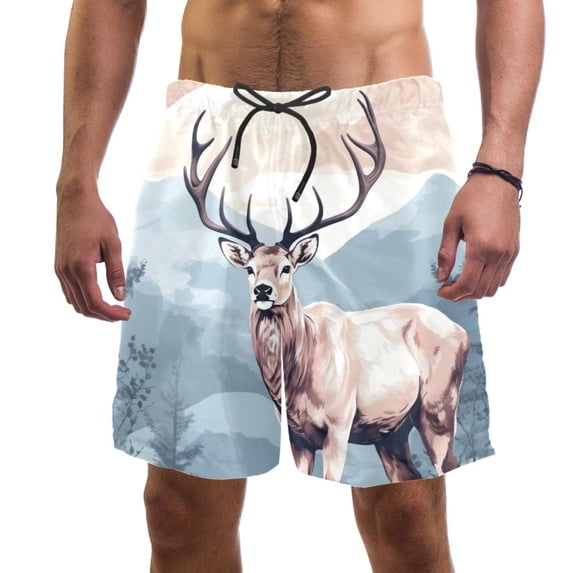 luoweisi Men's Beach Shorts Quick Dry Swim Trunks with Mesh Lining Jungle Elk L