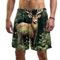 thumbnail image 1 of luoweisi Men's Beach Shorts Quick Dry Swim Trunks with Mesh Lining Jungle Elk L, 1 of 5
