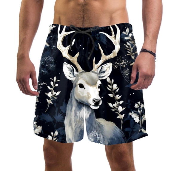 luoweisi Men's Beach Shorts Quick Dry Swim Trunks with Mesh Lining Jungle Elk S