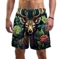 thumbnail image 1 of luoweisi Men's Beach Shorts Quick Dry Swim Trunks with Mesh Lining Jungle Elk S, 1 of 5