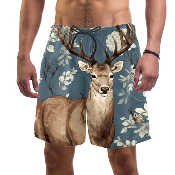 luoweisi Men's Beach Shorts Quick Dry Swim Trunks with Mesh Lining Jungle Elk S