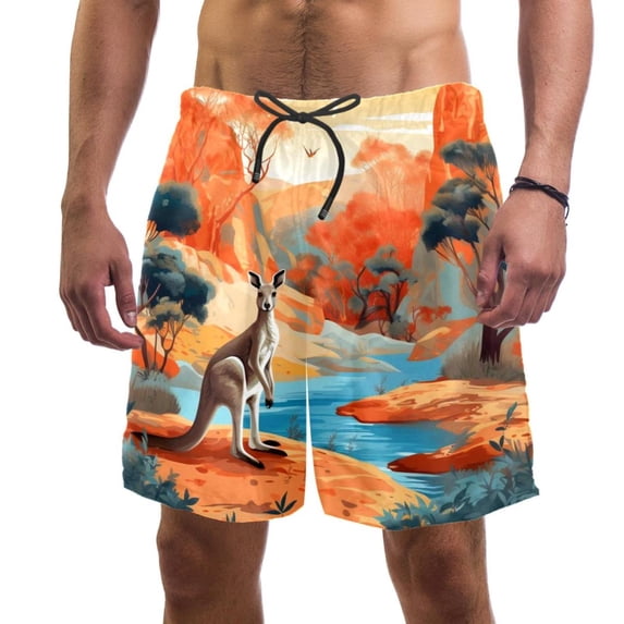 luoweisi Men's Beach Shorts Quick Dry Swim Trunks with Mesh Lining Kangaroo L