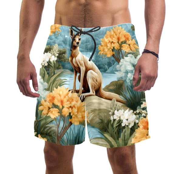 luoweisi Men's Beach Shorts Quick Dry Swim Trunks with Mesh Lining Kangaroo L