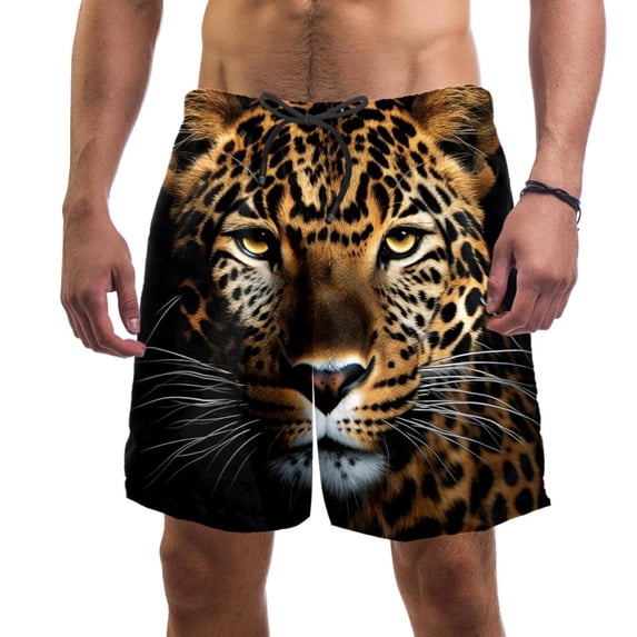 luoweisi Men's Beach Shorts Quick Dry Swim Trunks with Mesh Lining Leopard M
