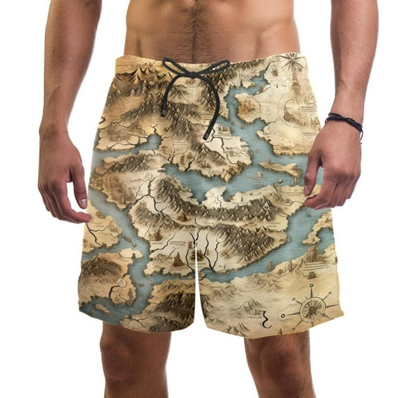 luoweisi Men's Beach Shorts Quick Dry Swim Trunks with Mesh Lining Map 2XL