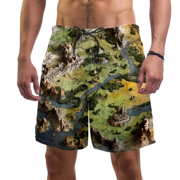 luoweisi Men's Beach Shorts Quick Dry Swim Trunks with Mesh Lining Map L