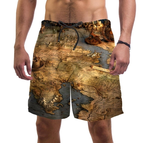 luoweisi Men's Beach Shorts Quick Dry Swim Trunks with Mesh Lining Map M