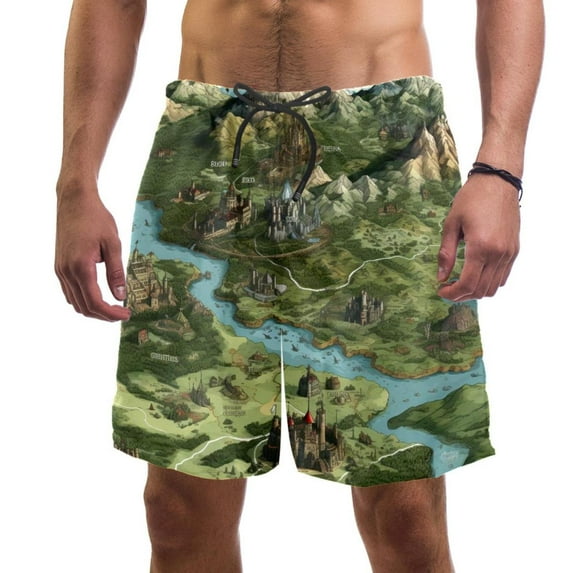 luoweisi Men's Beach Shorts Quick Dry Swim Trunks with Mesh Lining Map XL