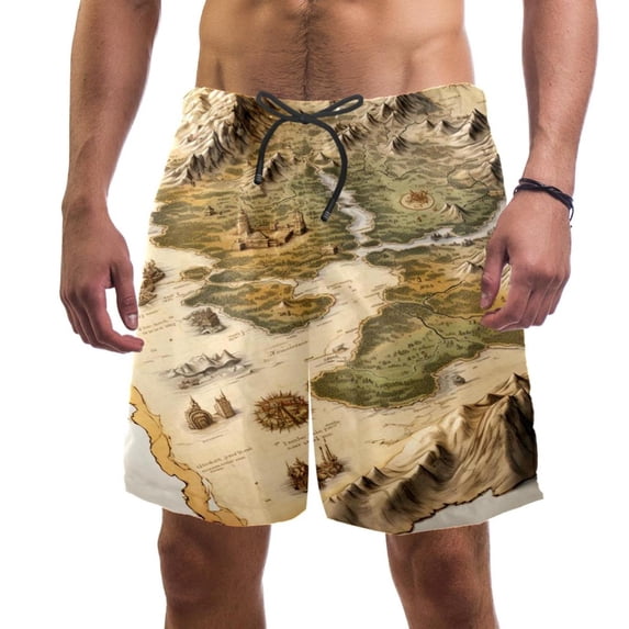 luoweisi Men's Beach Shorts Quick Dry Swim Trunks with Mesh Lining Map XL