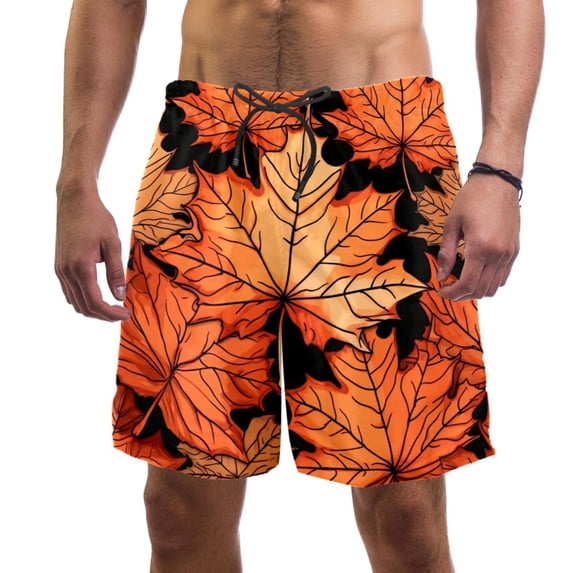 luoweisi Men's Beach Shorts Quick Dry Swim Trunks with Mesh Lining Maple Leaf XL