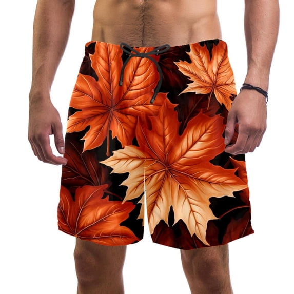 luoweisi Men's Beach Shorts Quick Dry Swim Trunks with Mesh Lining Maple Leaf XL